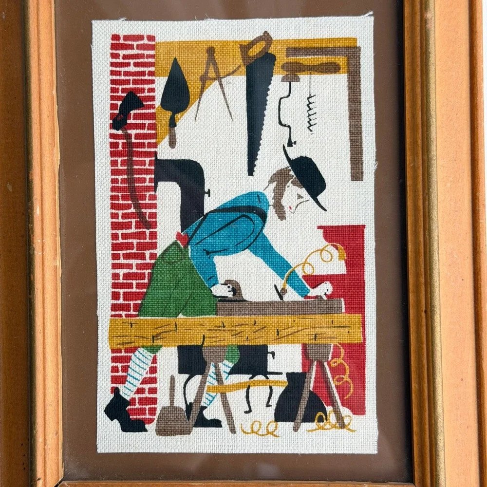 Vintage‎ Amish Folk Art Wall Decor Small Primitive 5x7 Linen Print